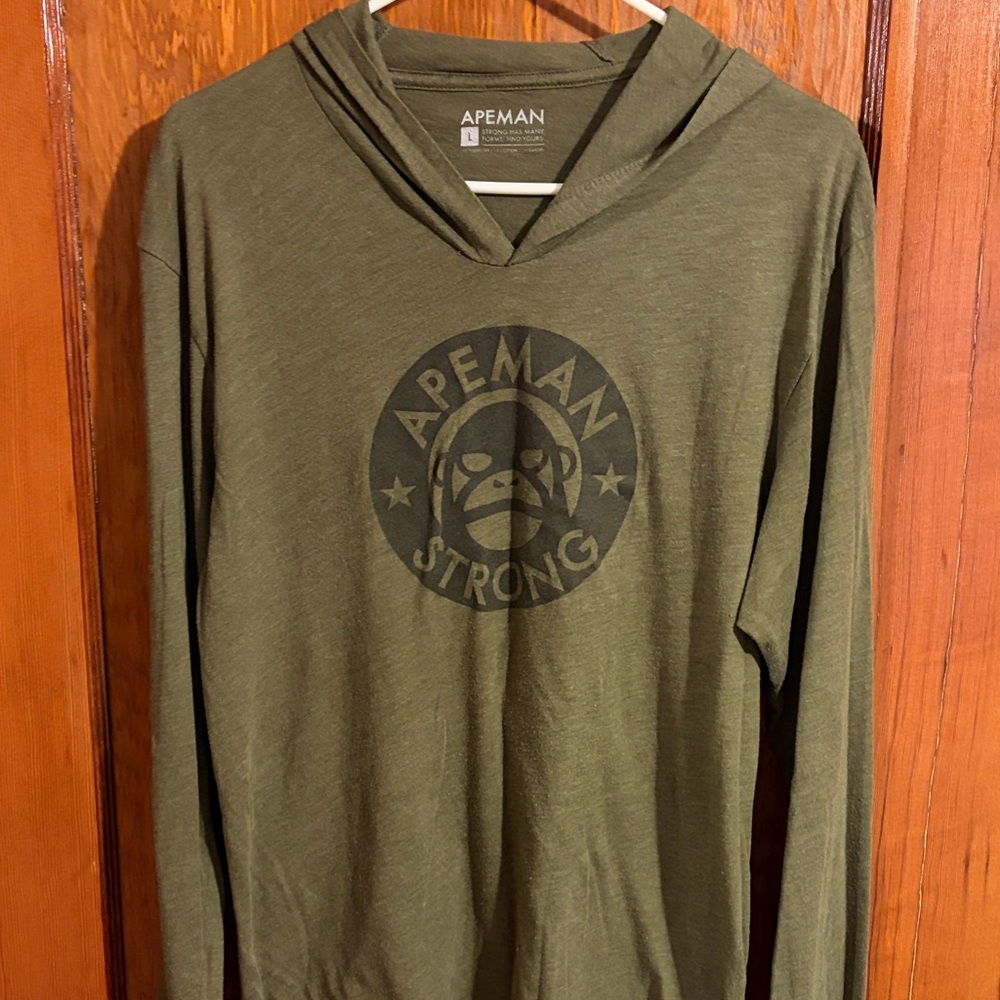 Apeman Strong Olive Green Long Sleeve Large Hoodie